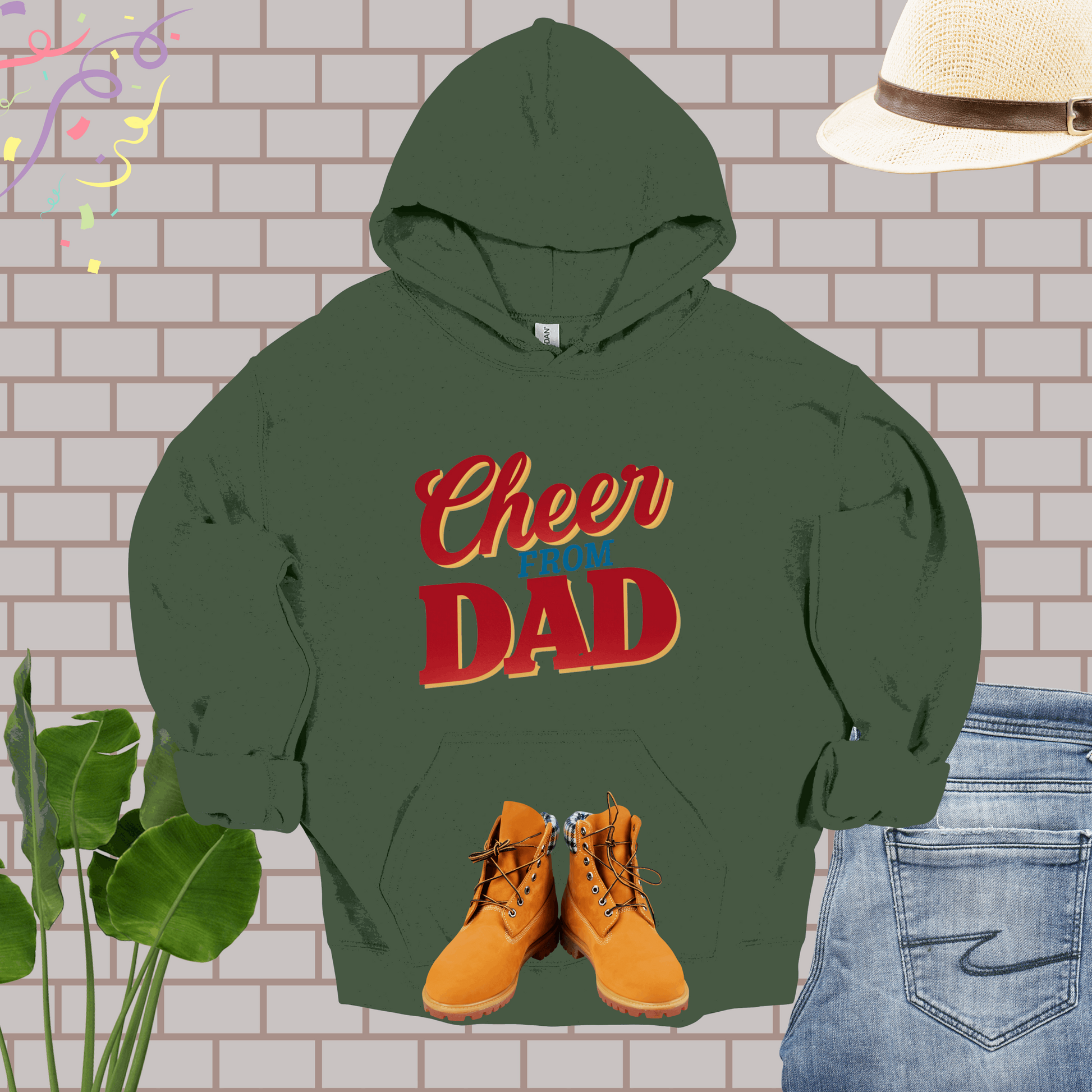 Cheer Dad Militart Green Hoodie