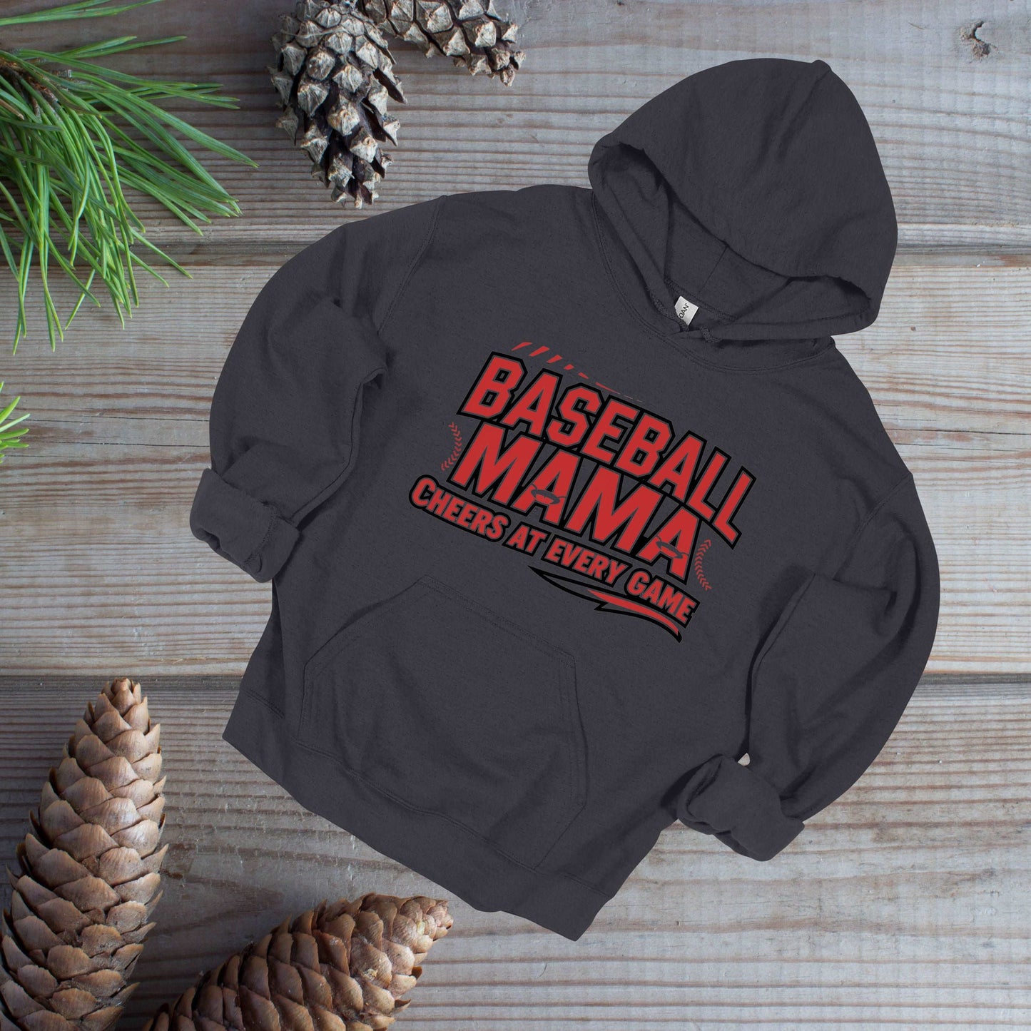 Baseball Mama Charcoal Hoodie