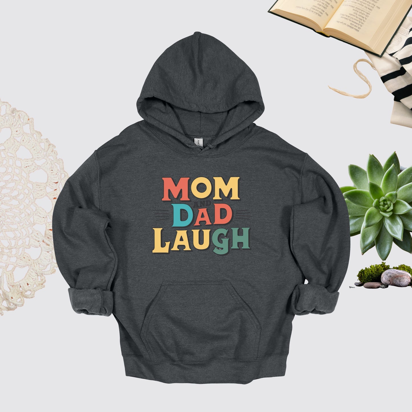 Mom and Dad Dark Heather Hoodie