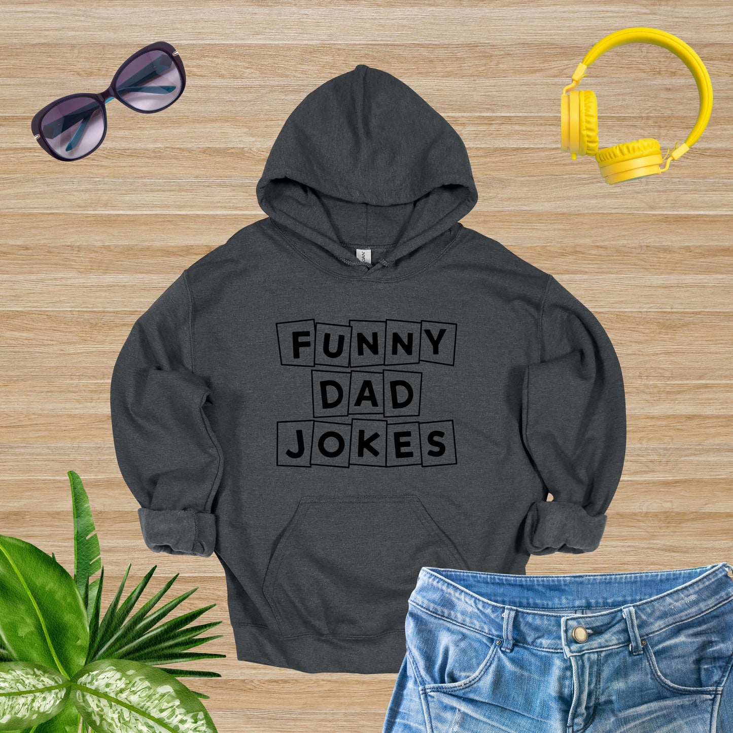 Funny Dad Dark Heather Hoodie | Enjoy Dad Joked