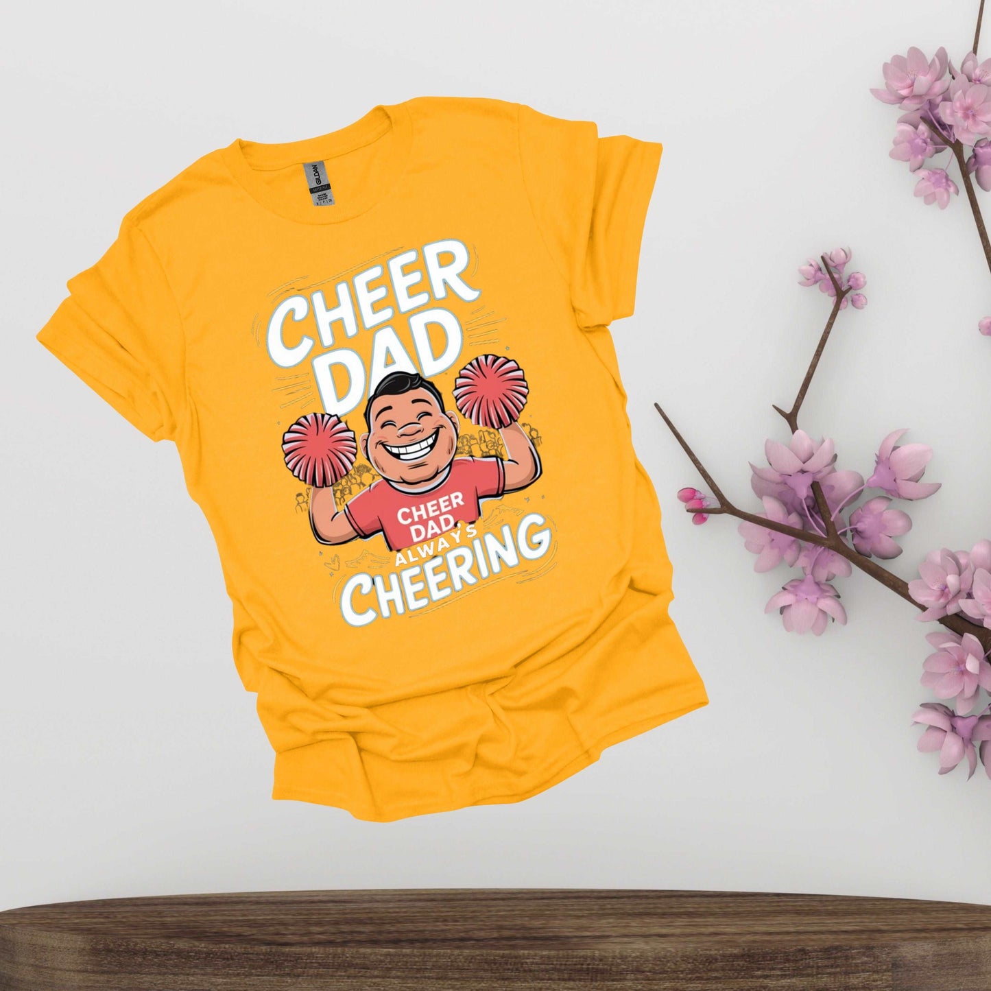 Cheer Dad Gold Shirt - Fathers Always Cheering