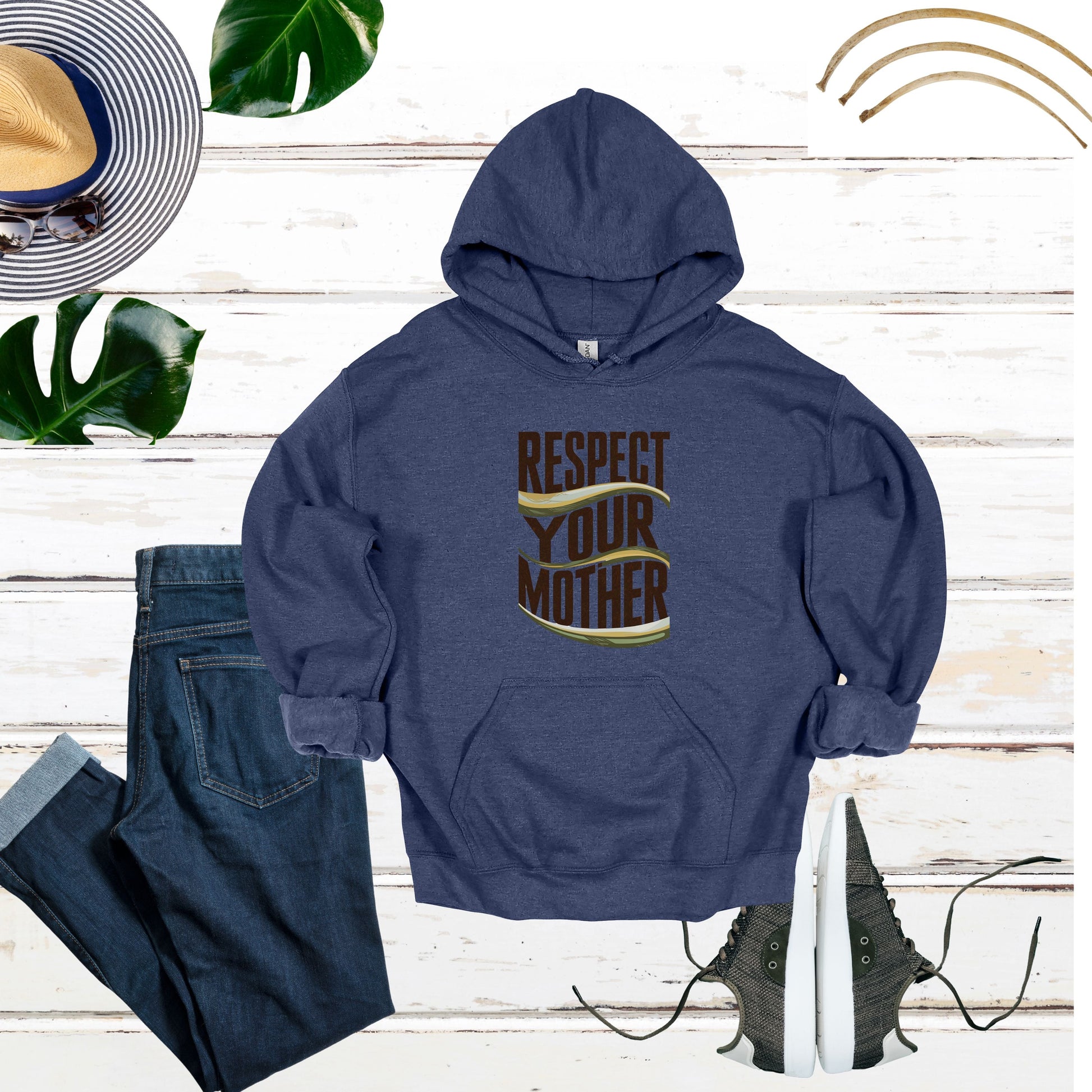 Respect Your Mother Heather Navy  Hoodie