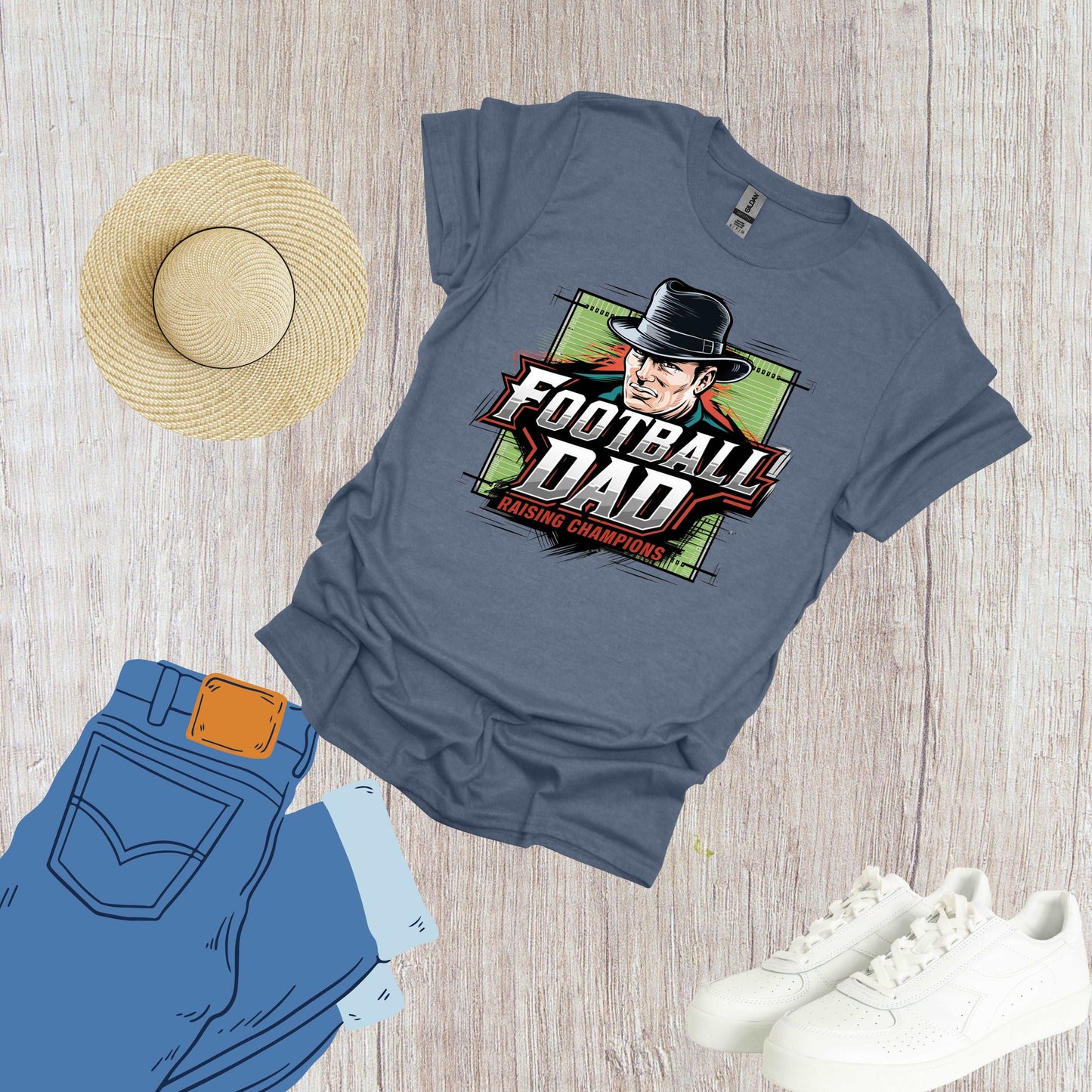 Football Dad Heather Indigo Shirt Raising Champions Daily