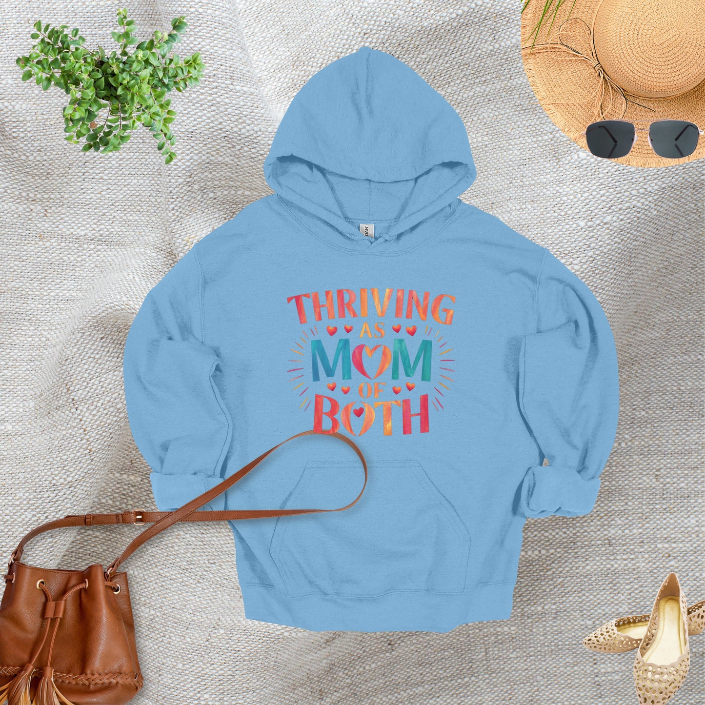 Mom of Both Light Blue Hoodie