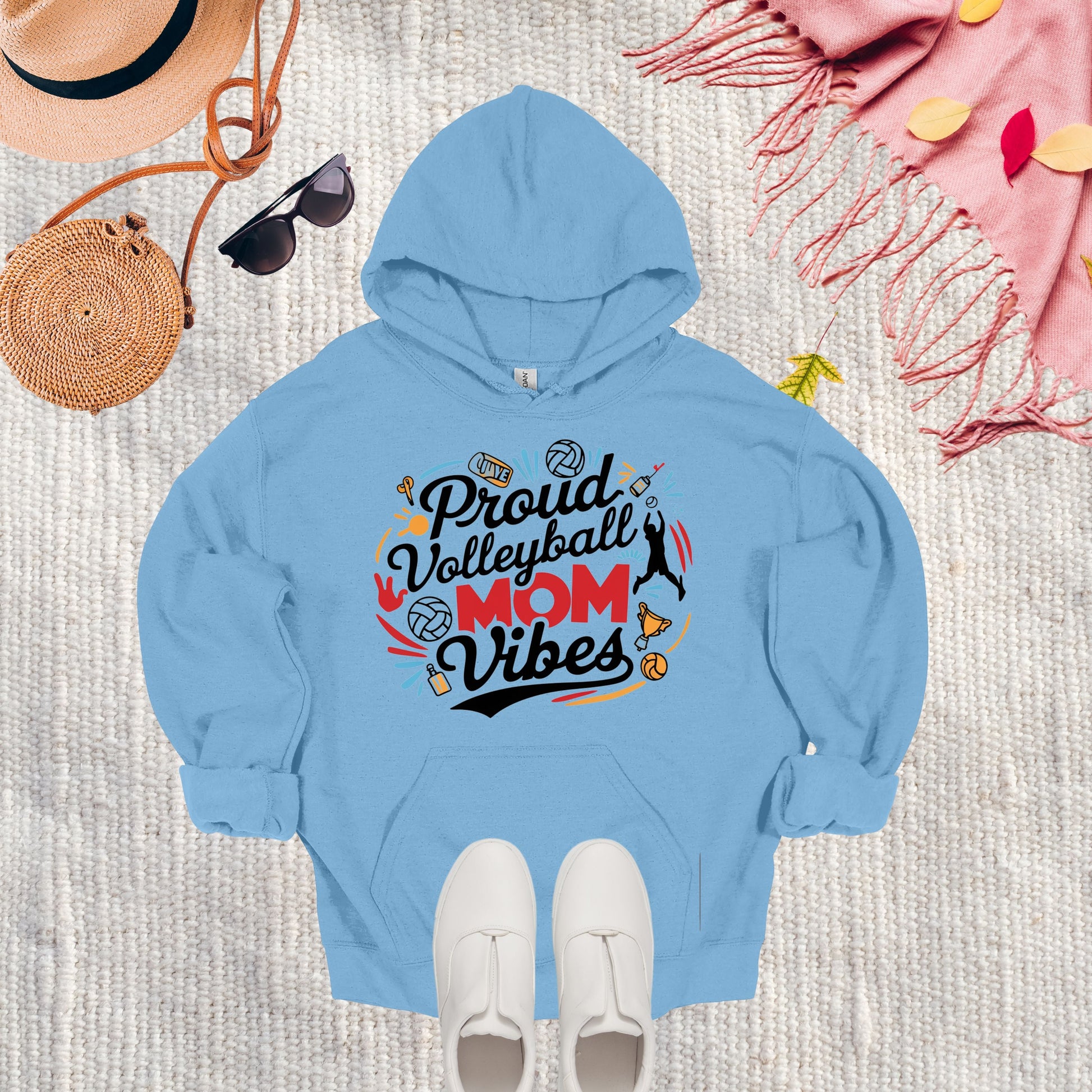 Volleyball Mom Light Blue Hoodie