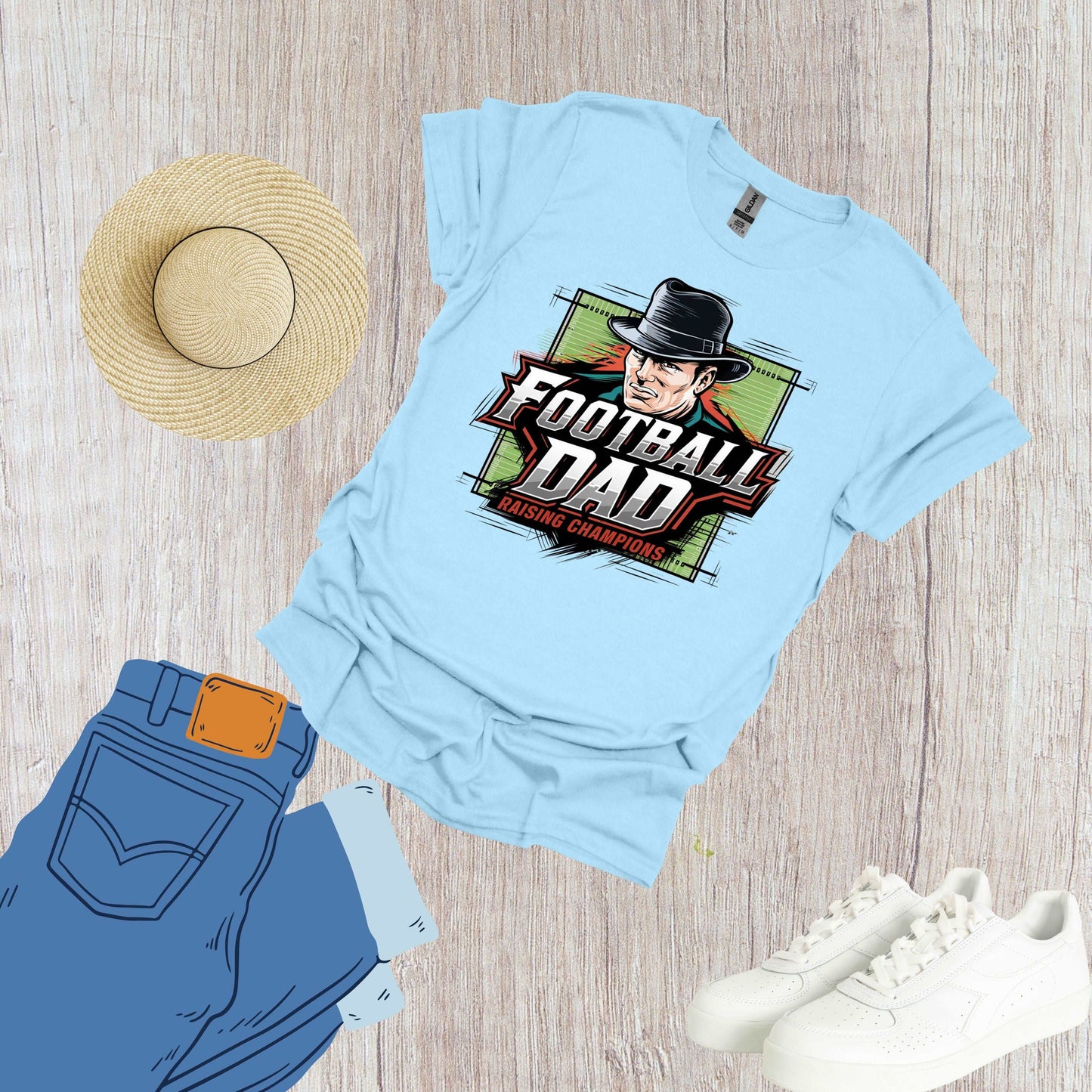 Football Dad Shirt Light Blue Raising Champions Daily