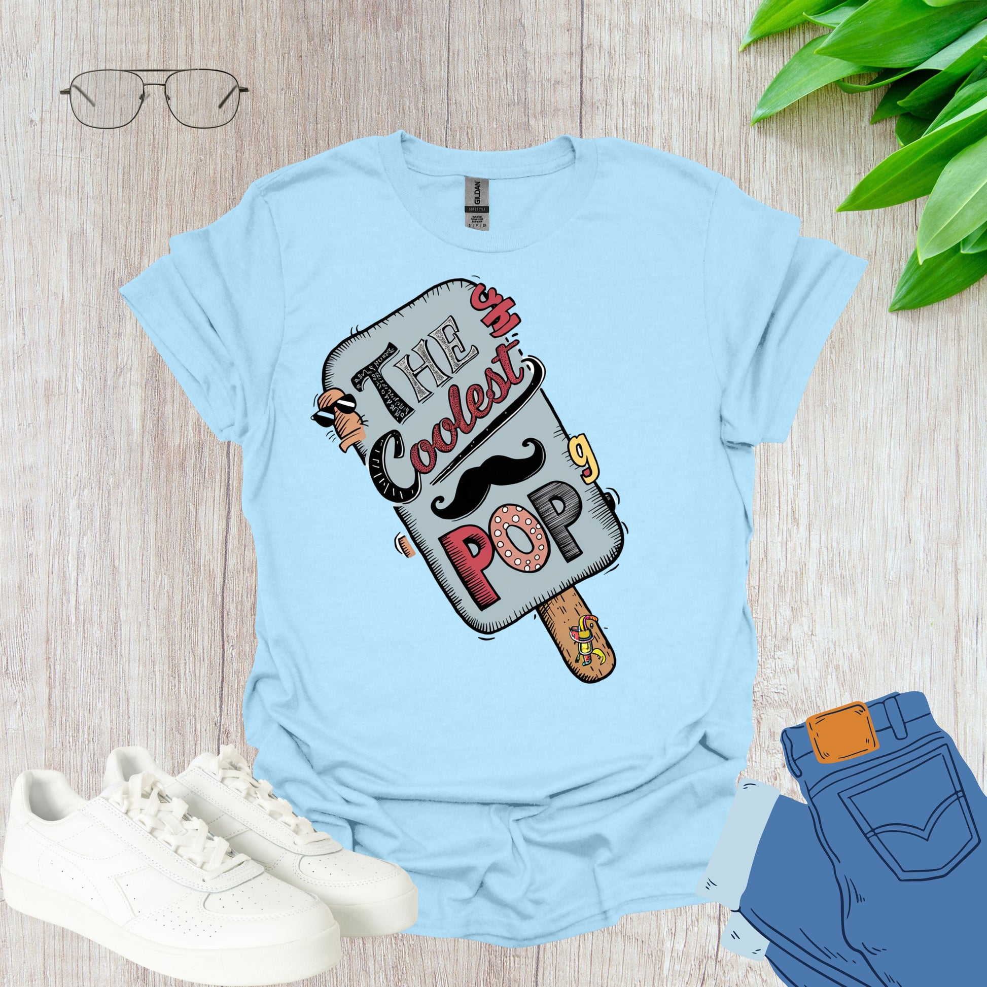 The Coolest Pop Light Blue Funny Dad Shirt