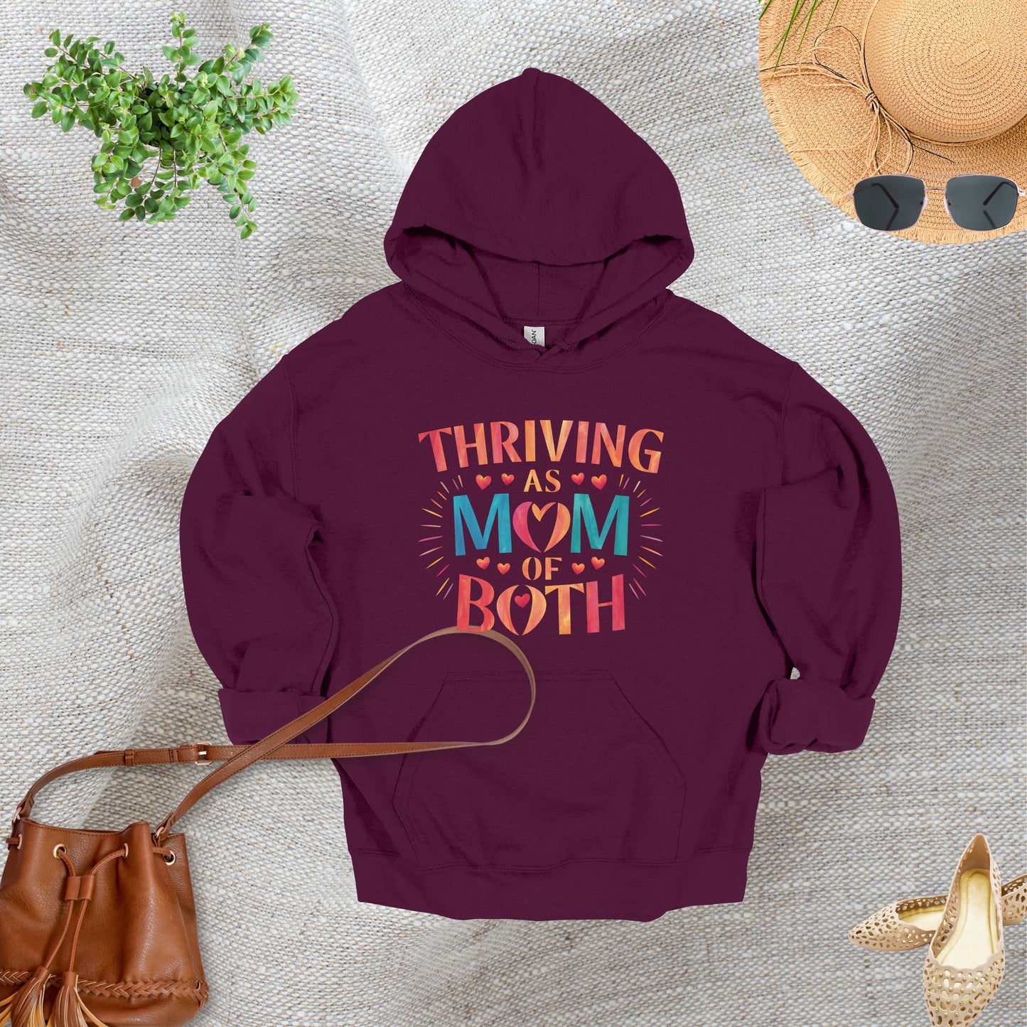 Mom of Both Maroon Hoodie