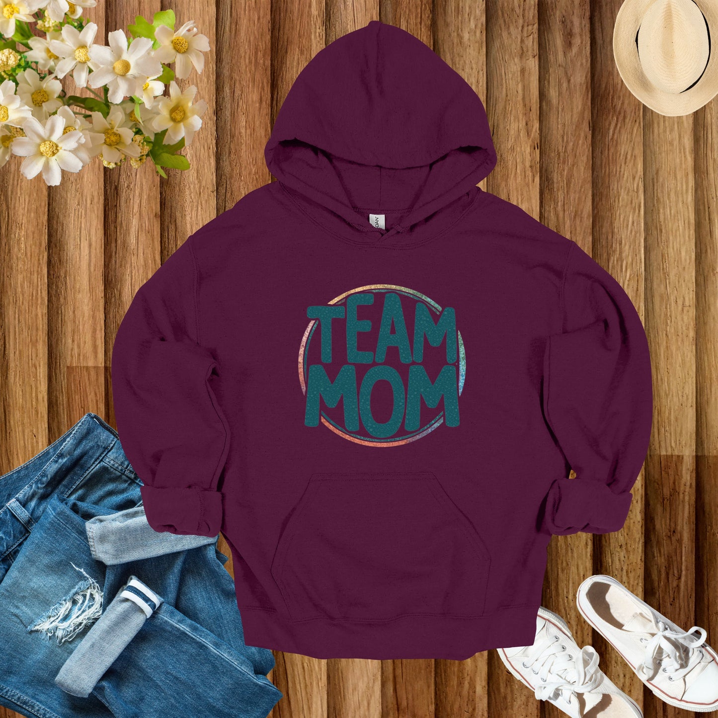 Tea Mom Maroon Hoodie