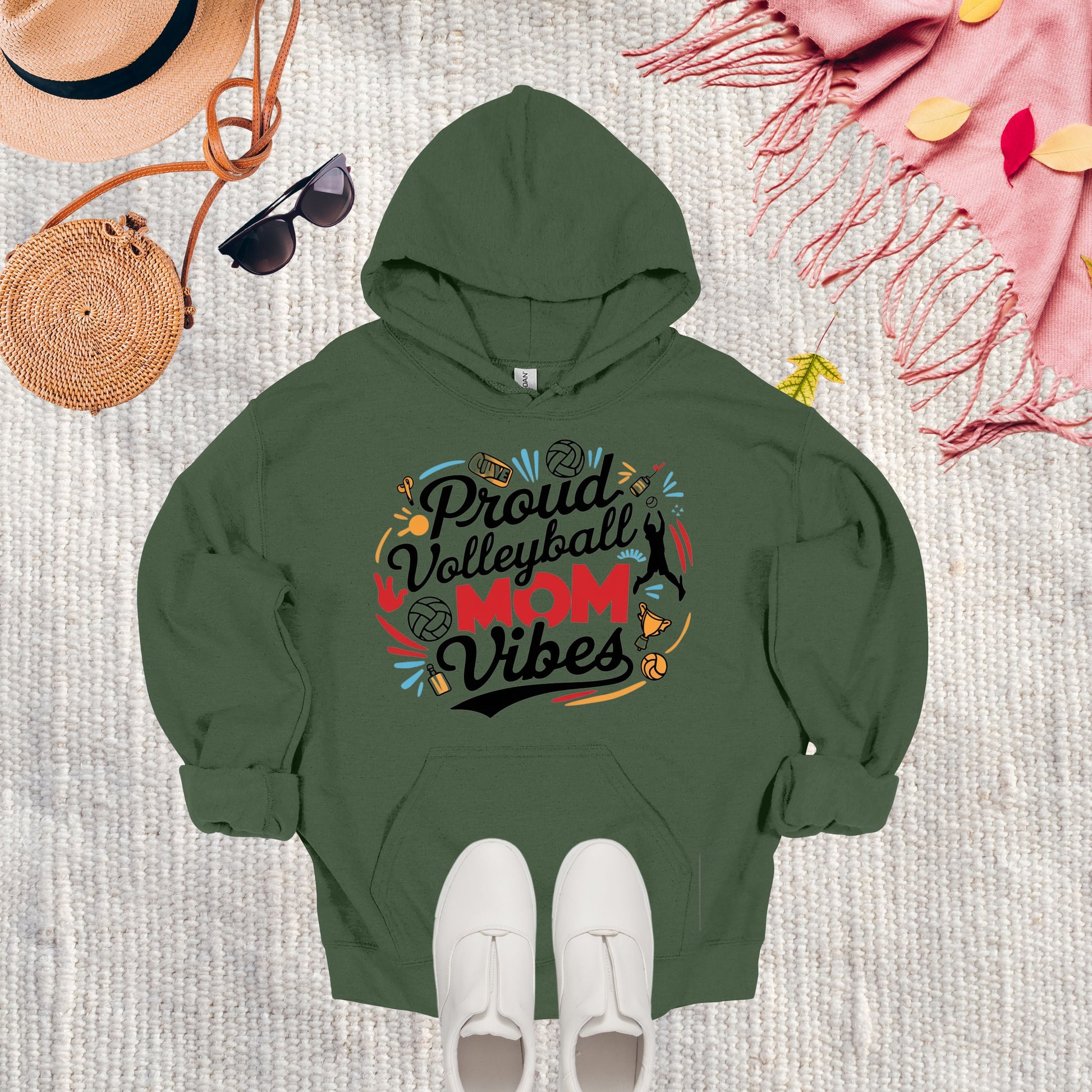 Volleyball Mom Military Green Hoodie