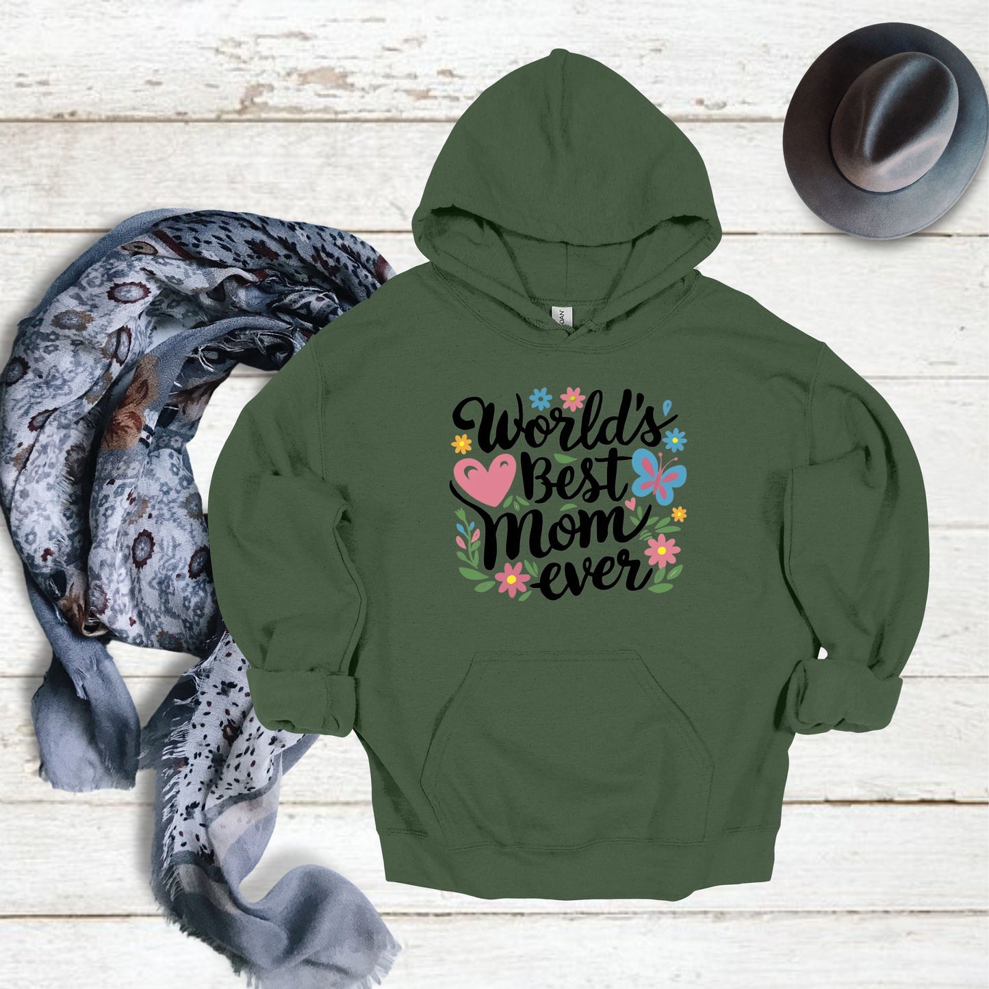 World Best Mom Military Green Hoodie