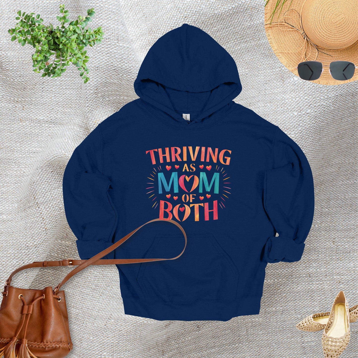 Mom of Both Navy Hoodie