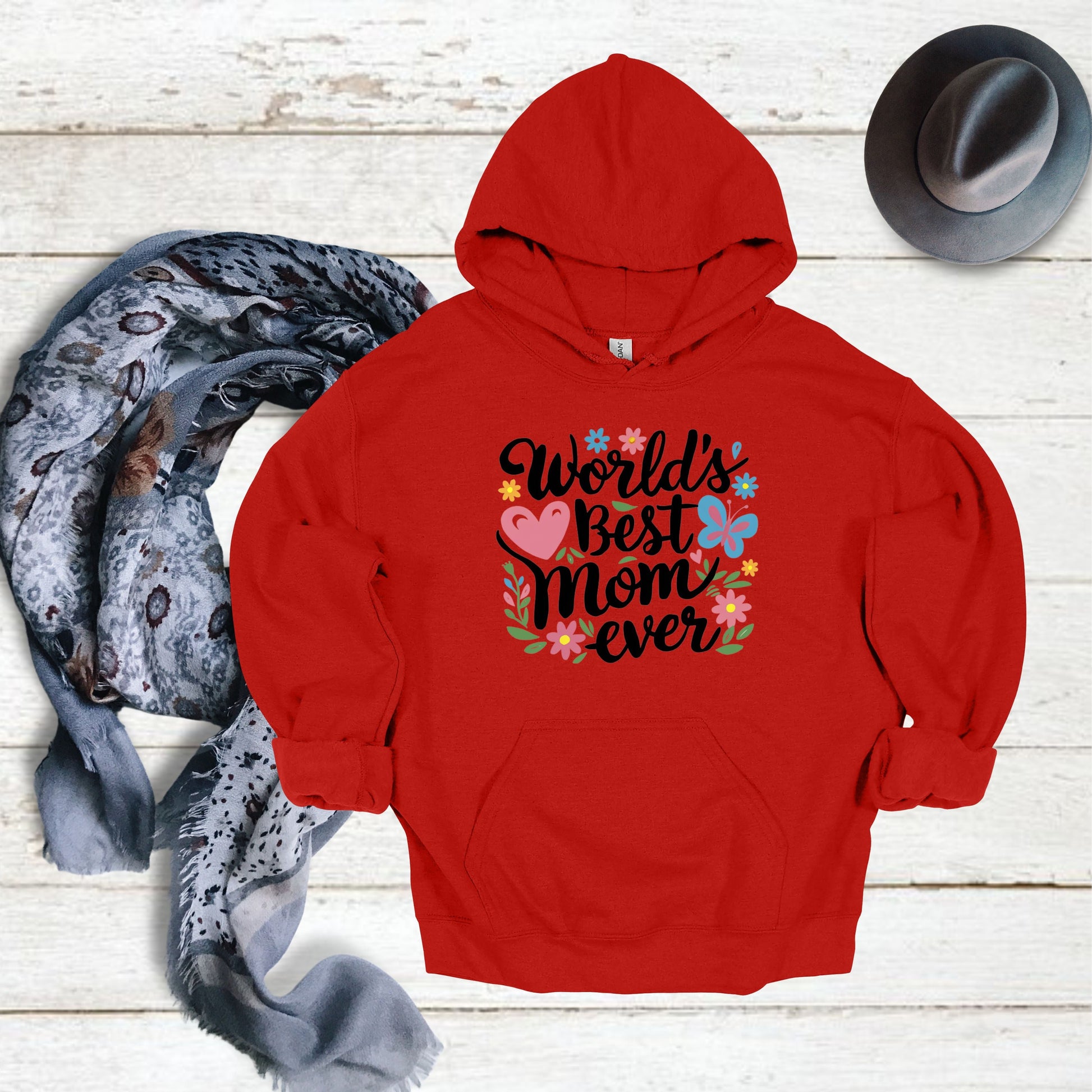 World Best Mom Red Hoodie