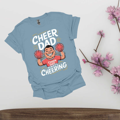 Cheer Dad Stone Blue Shirt - Fathers Always Cheering