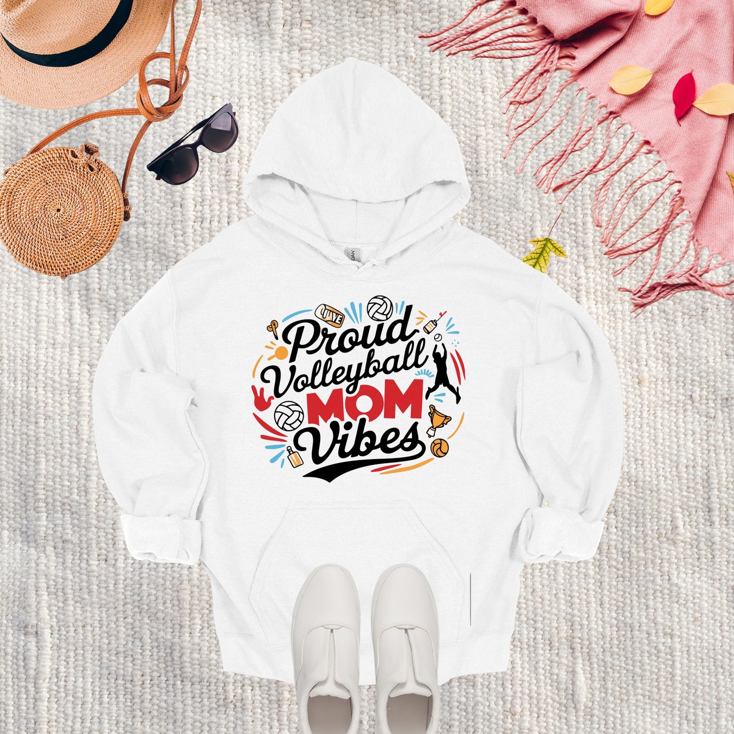 Volleyball Mom White Hoodie